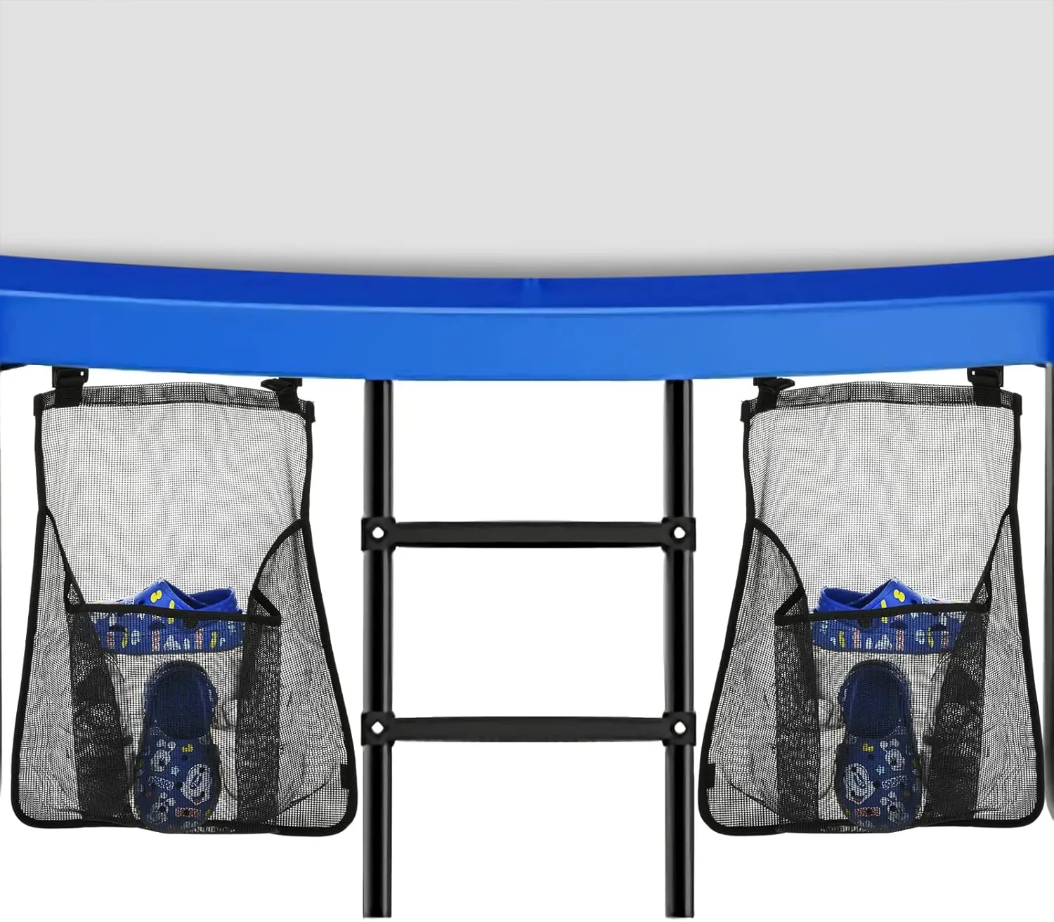 2-Piece Trampoline Shoe Bag - Mesh Storage with 2 Hook & Loop Straps - Indoor Fitness Shoe Organizer