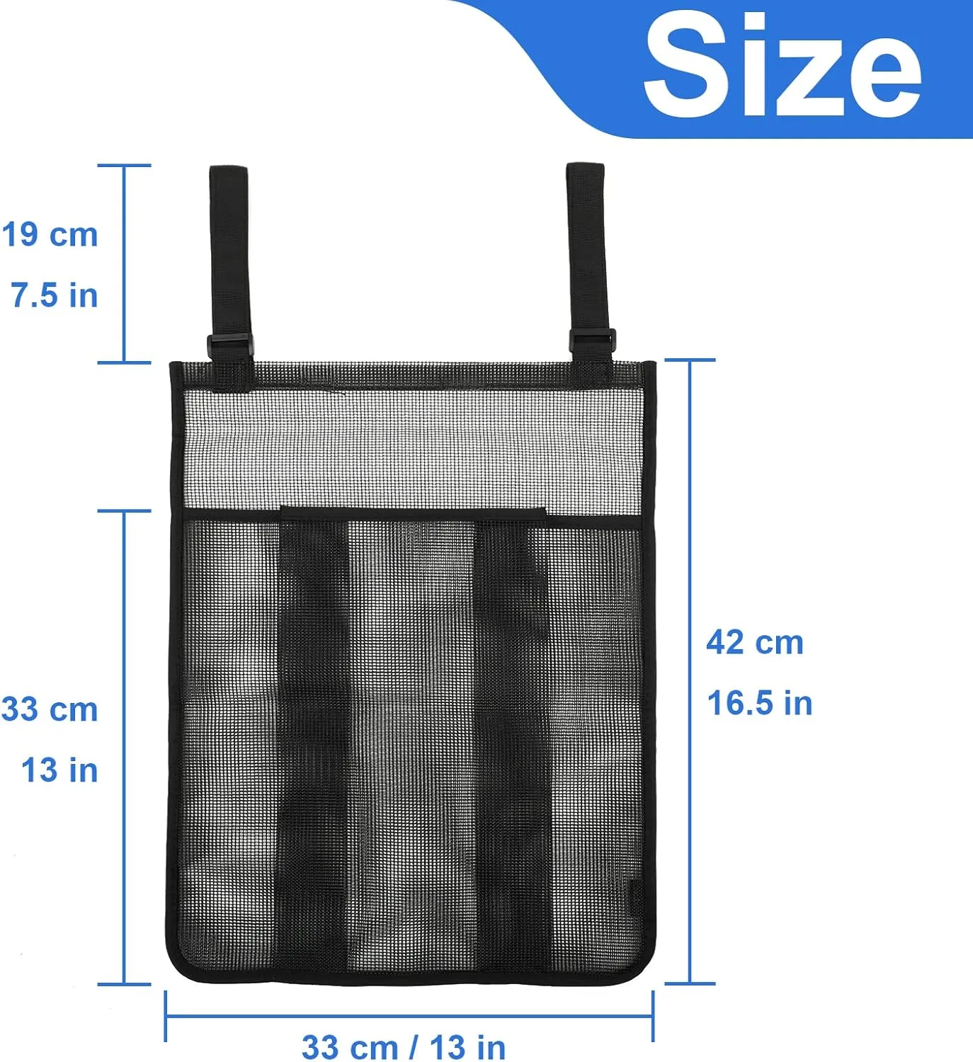 2-Piece Trampoline Shoe Bag - Mesh Storage with 2 Hook & Loop Straps - Indoor Fitness Shoe Organizer