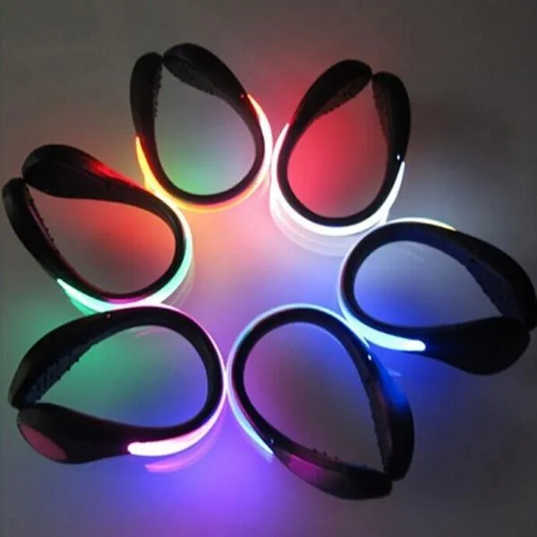 2pcs LED Luminous Green Light Shoe Clip Night Light Safety Warning Cycling Running Sport Light Black