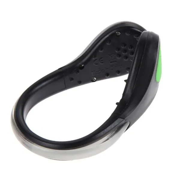 2pcs LED Luminous Green Light Shoe Clip Night Light Safety Warning Cycling Running Sport Light Black