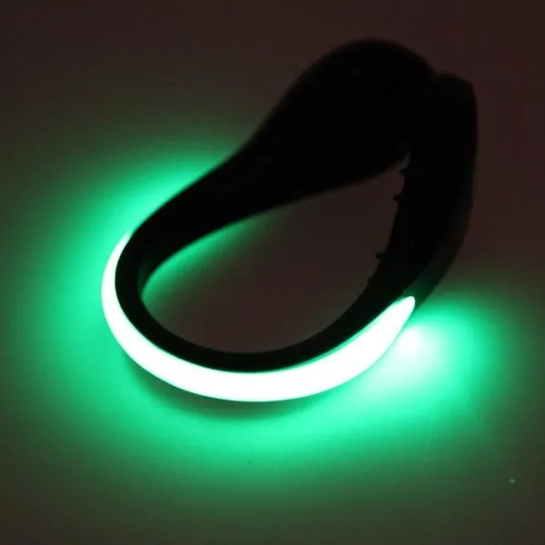 2pcs LED Luminous Green Light Shoe Clip Night Light Safety Warning Cycling Running Sport Light Black