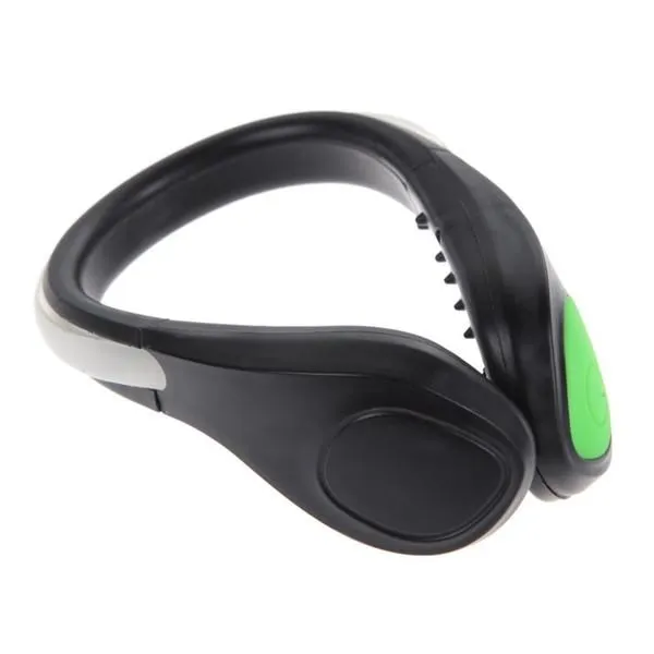 2pcs LED Luminous Green Light Shoe Clip Night Light Safety Warning Cycling Running Sport Light Black