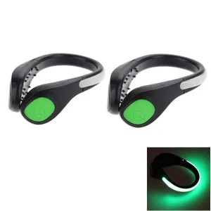 2pcs LED Luminous Green Light Shoe Clip Night Light Safety Warning Cycling Running Sport Light Black
