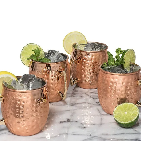 4-Pack: Hammered Copper Plated Moscow Mule Mug