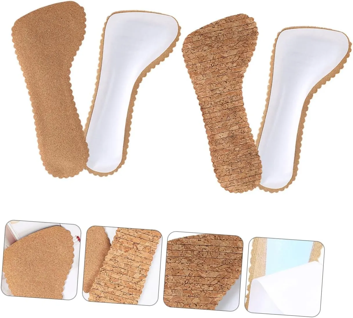 4 Pairs Cork Cropped Insole Adhesive Insoles Anti Insoles Shoes Inserts High Heels Insoles Absorption Insoles Cork Shoes Insoles Cork Insoles Men and Women Emulsion Half Size pad