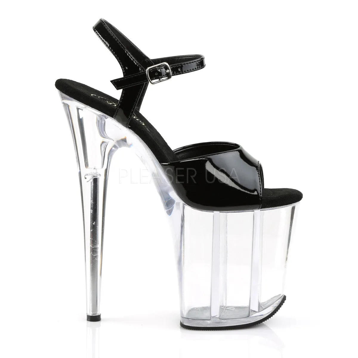 8 Inch Heel FLAMINGO-809 Black-Clear