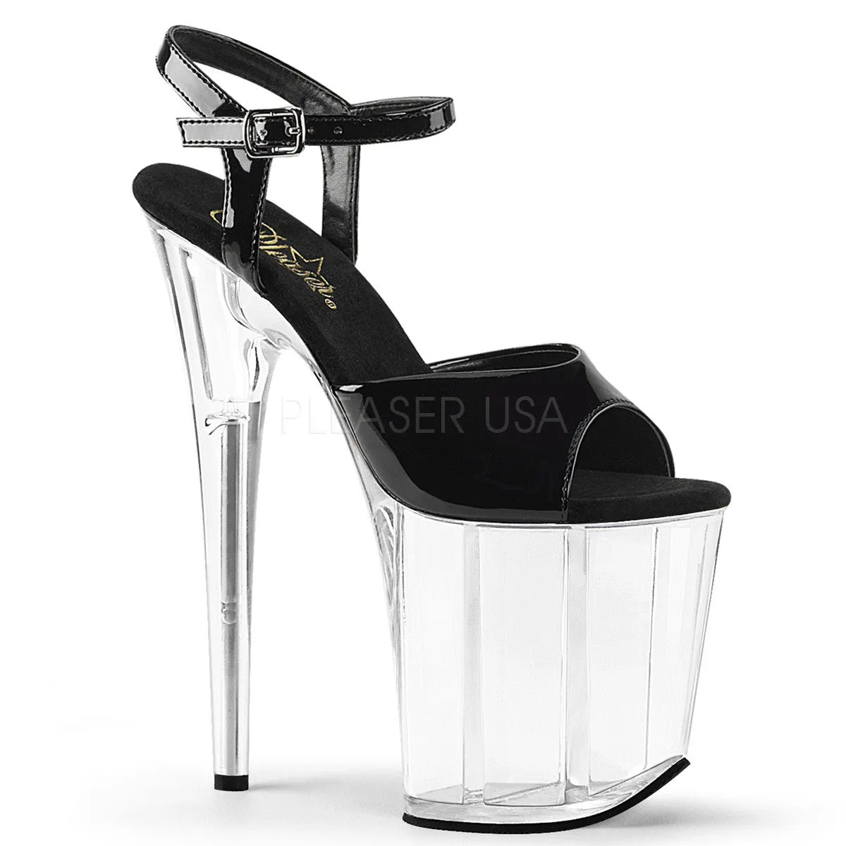 8 Inch Heel FLAMINGO-809 Black-Clear