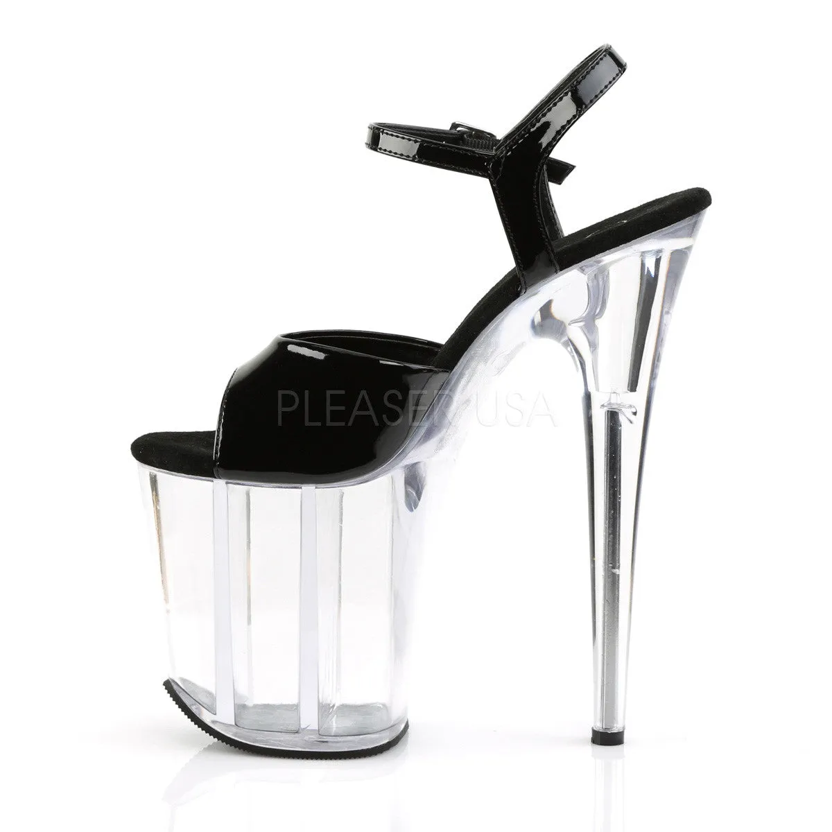 8 Inch Heel FLAMINGO-809 Black-Clear