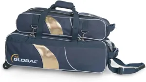 900 Global 3 Ball Airline Tote Roller Bowling Bag w/Removeable Pouch- Blue/Gold