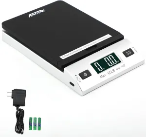 A-CK65BS 65LBx0.1OZ Digital Shipping Postal Scale with Batteries and AC Adapter, Black Silver