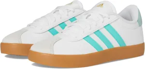 adidas VL Court 3.0 Sneaker, White/Flash Aqua/Alumina, 2.5 US Unisex Little Kid