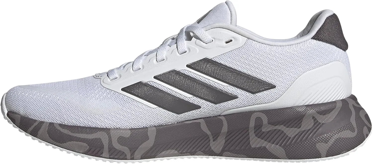 adidas Women's Run Falcon 5 Sneaker, White/Grey Strata/Black, 5.5