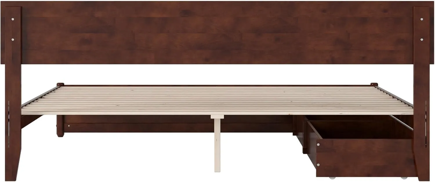 AFI, Wesley King Platform Bed with Panel Footboard and Storage Drawers, Walnut