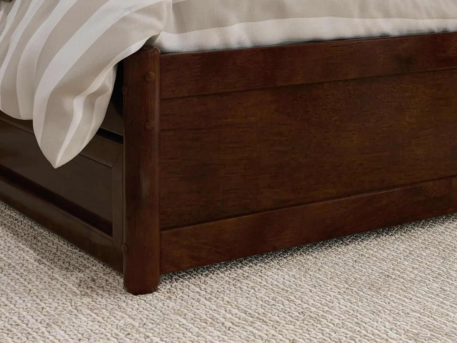 AFI, Wesley King Platform Bed with Panel Footboard and Storage Drawers, Walnut