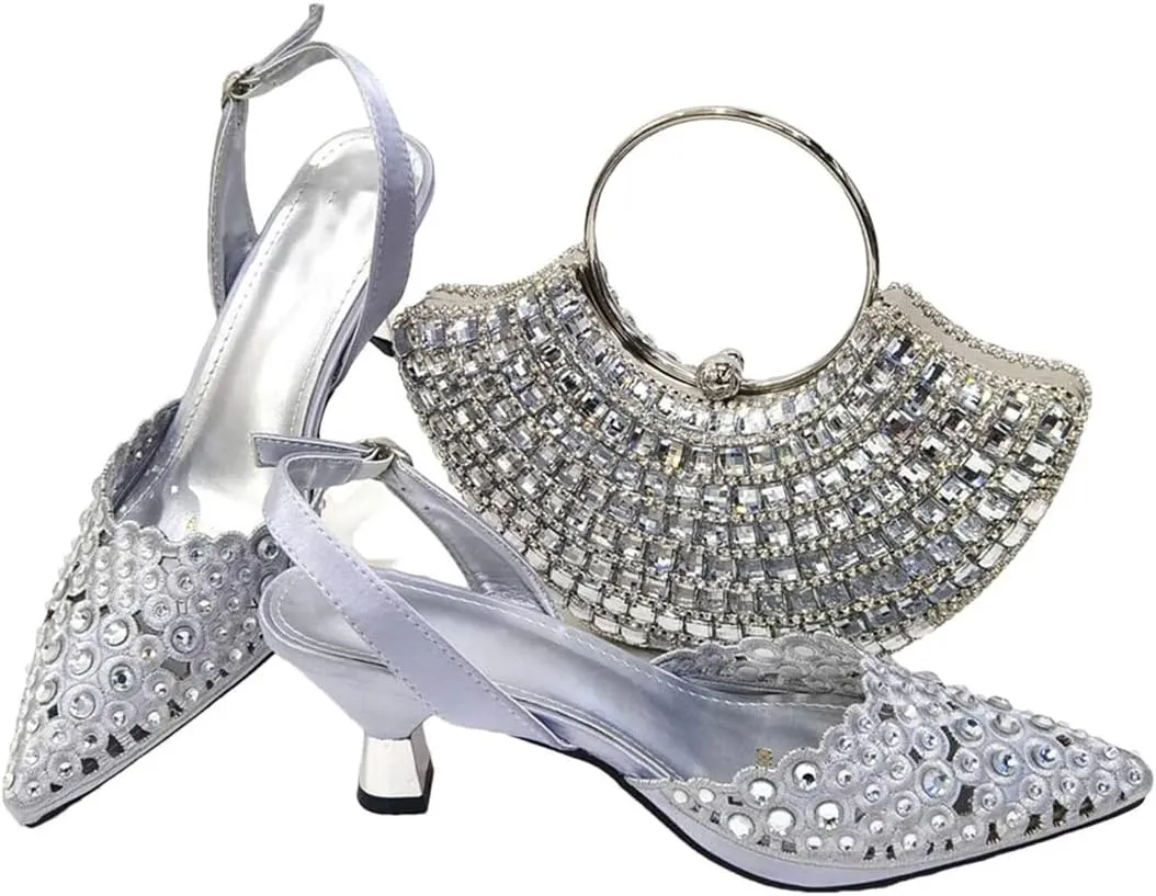 African Wedding Shoes and Bag Set Gold Color Italian Shoes with Matching Bags Nigerian Lady Party