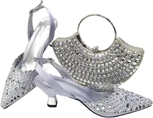 African Wedding Shoes and Bag Set Gold Color Italian Shoes with Matching Bags Nigerian Lady Party