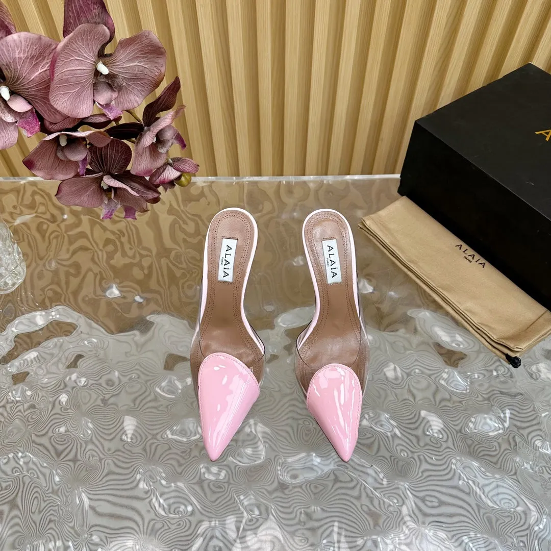 Alaila Mule 100mm In Pink Lambskin 957209