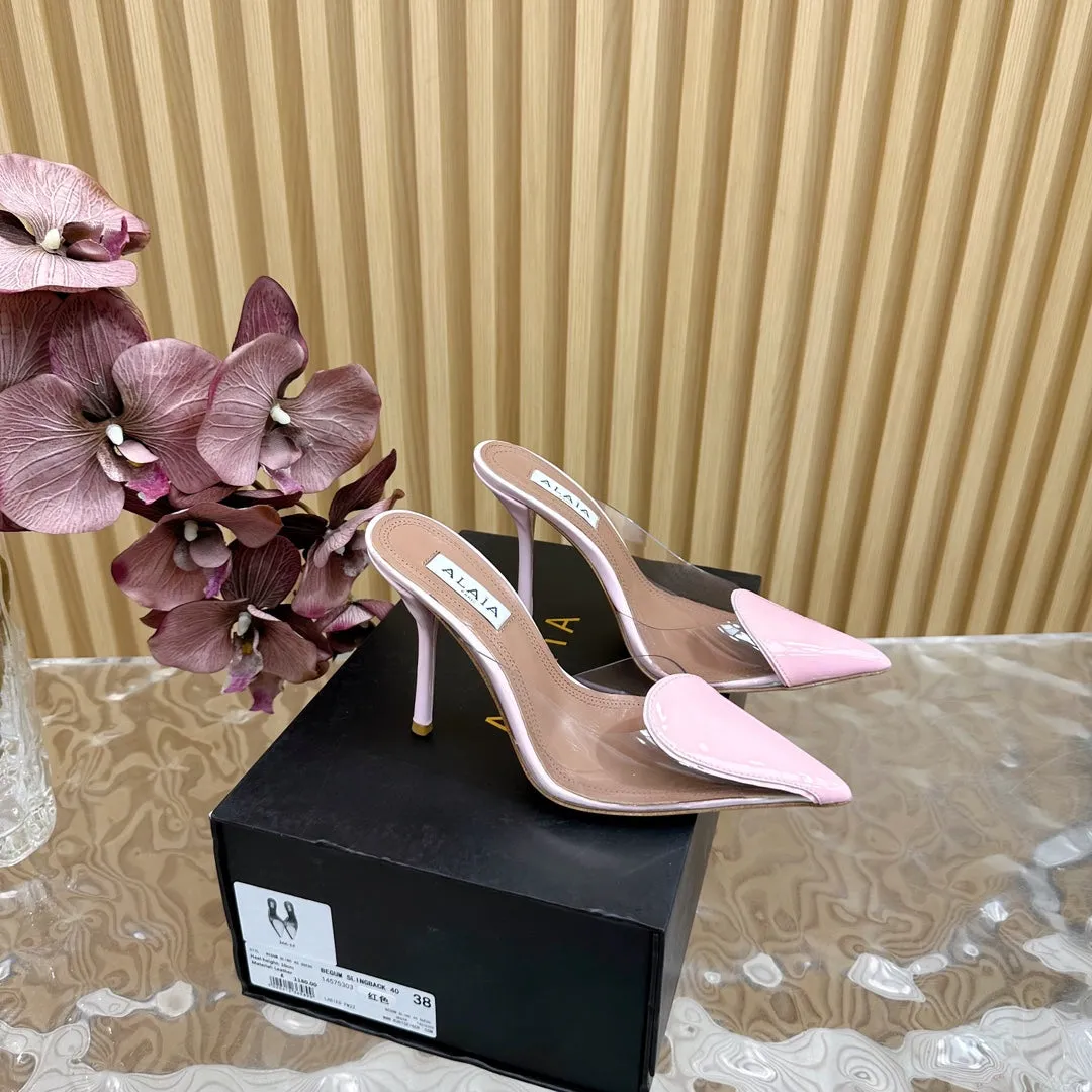 Alaila Mule 100mm In Pink Lambskin 957209