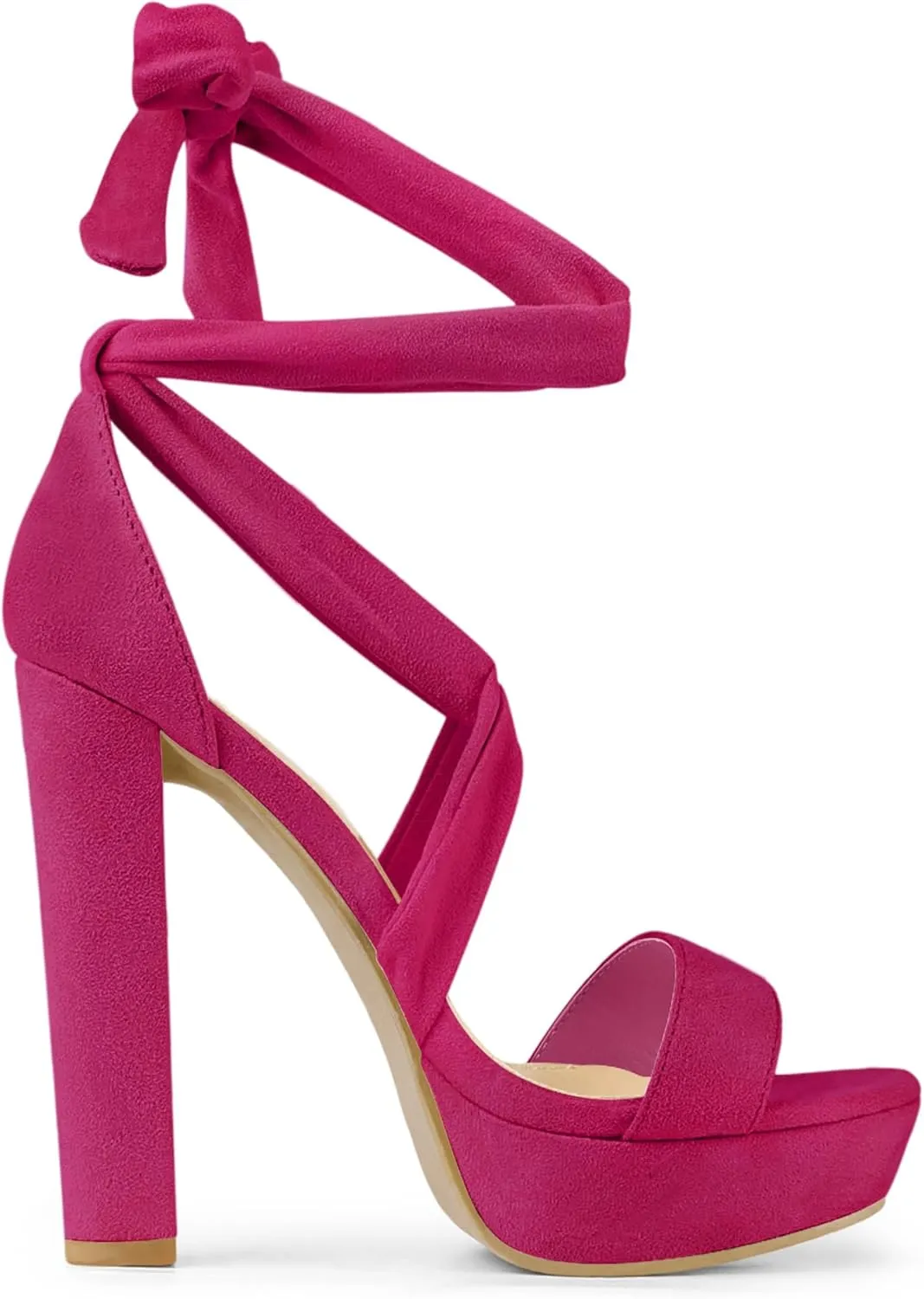 Allegra K Women's Lace Up Platform Block Heel Sandals