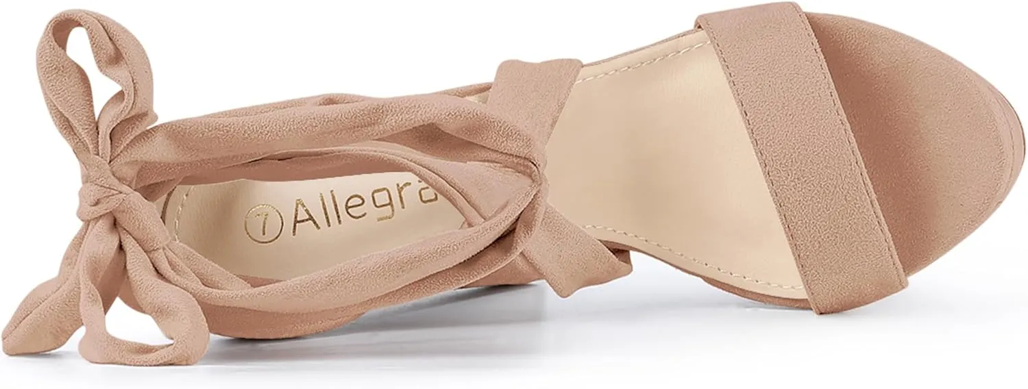 Allegra K Women's Lace Up Platform Block Heel Sandals