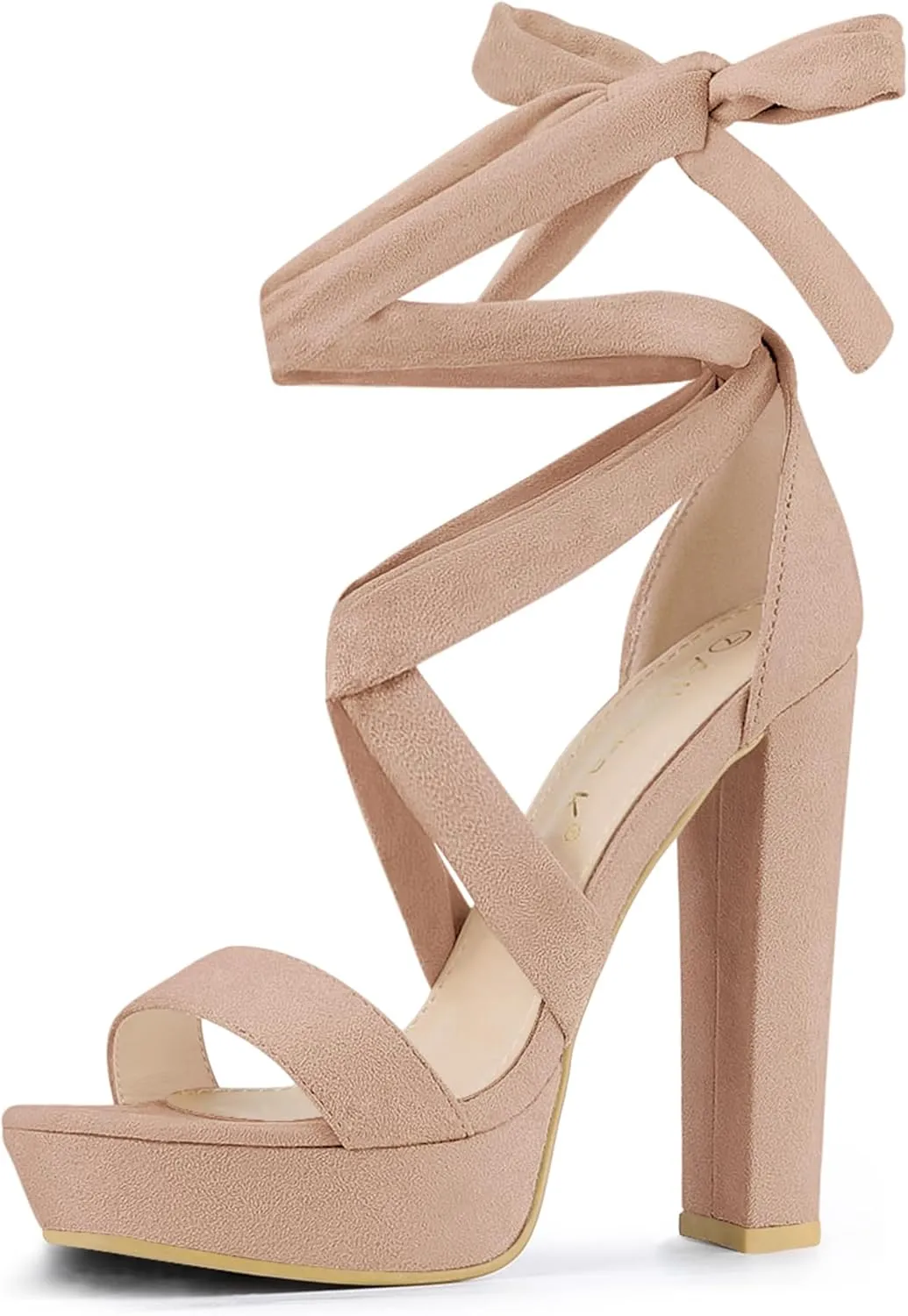 Allegra K Women's Lace Up Platform Block Heel Sandals