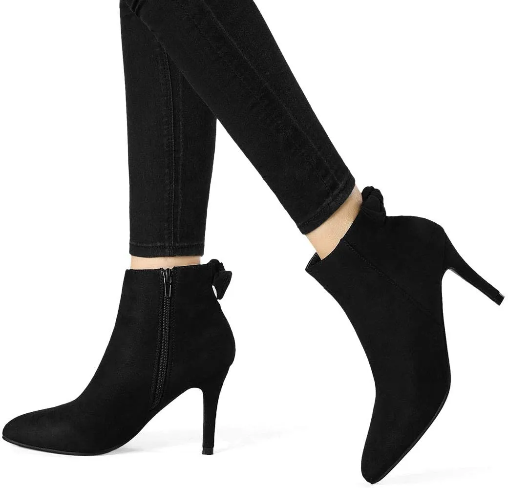 Allegra K Women's Pointed Toe Stiletto Heel Ankle Boots