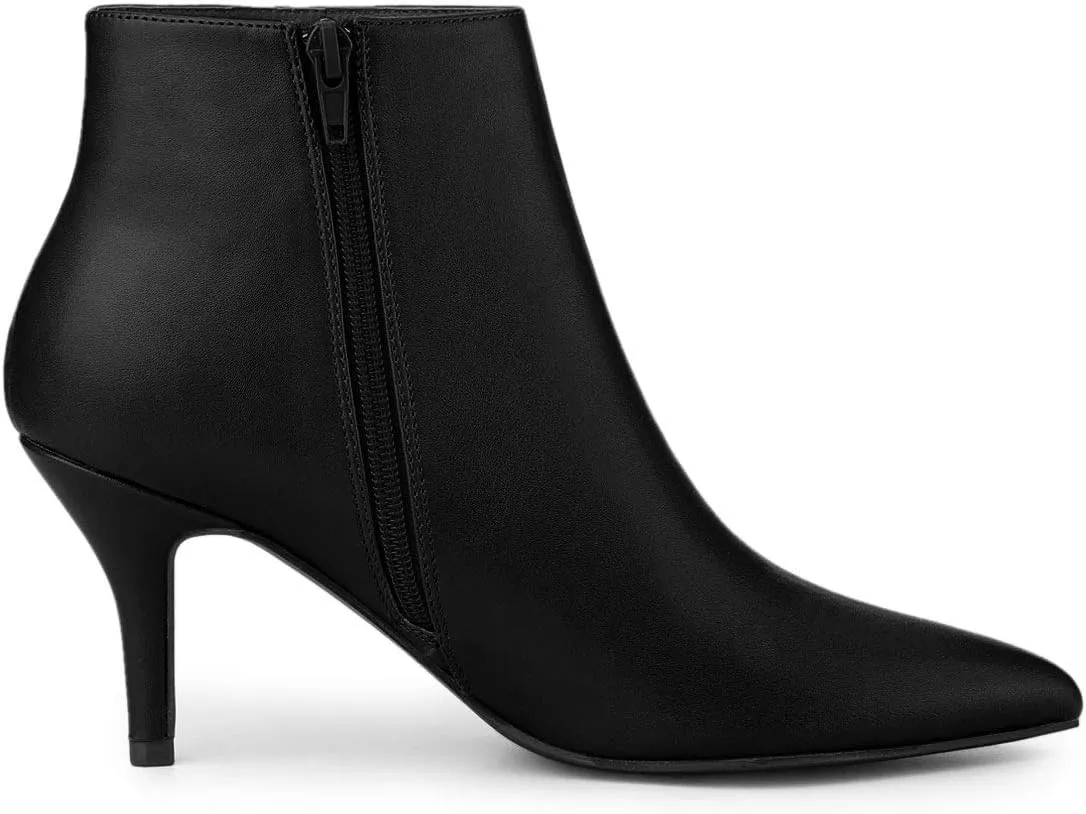 Allegra K Women's Pointed Toe Zipper Stiletto Heel Ankle Boots