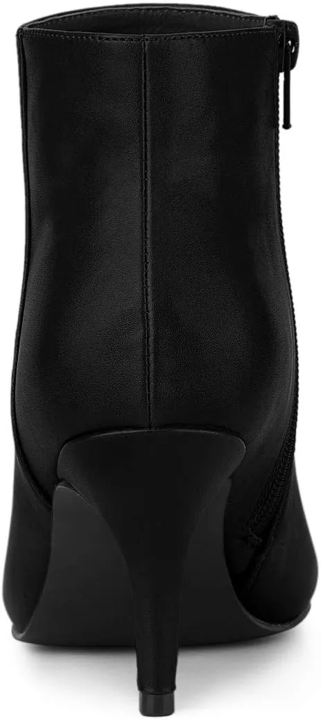 Allegra K Women's Pointed Toe Zipper Stiletto Heel Ankle Boots