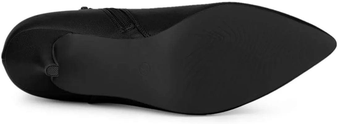 Allegra K Women's Pointed Toe Zipper Stiletto Heel Ankle Boots