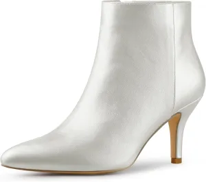 Allegra K Women's Pointed Toe Zipper Stiletto Heel Ankle Boots