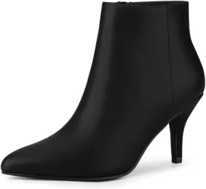 Allegra K Women's Pointed Toe Zipper Stiletto Heel Ankle Boots