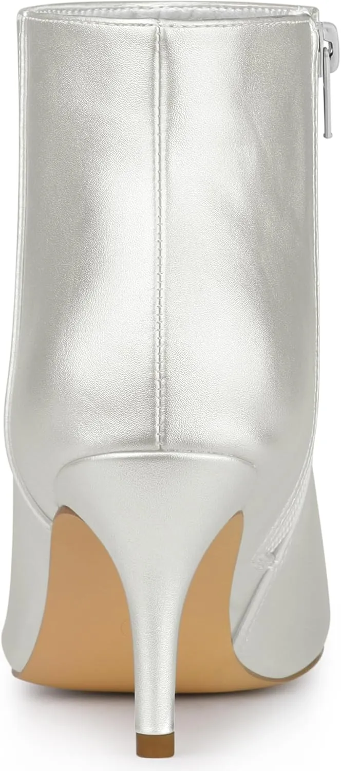 Allegra K Women's Pointed Toe Zipper Stiletto Heel Ankle Boots