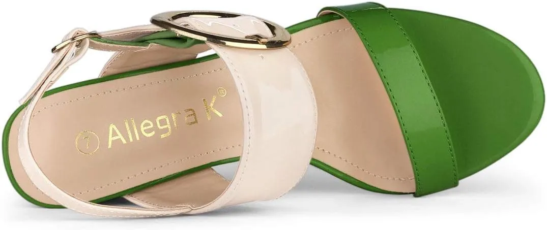 Allegra K Women's Slingback Block High Heel Sandals