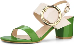 Allegra K Women's Slingback Block High Heel Sandals