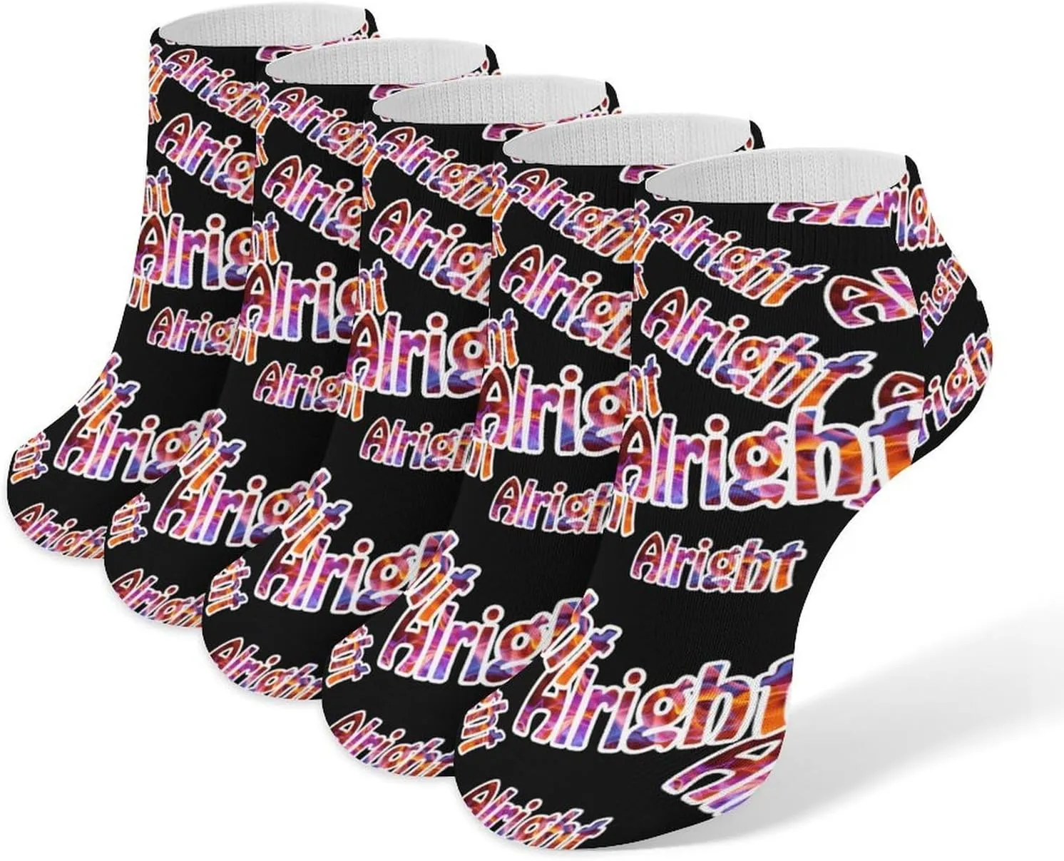 Alright Ankle No Show Socks Soft Loafer Socks Low Cut Non Slip Flat Sock 5 PC