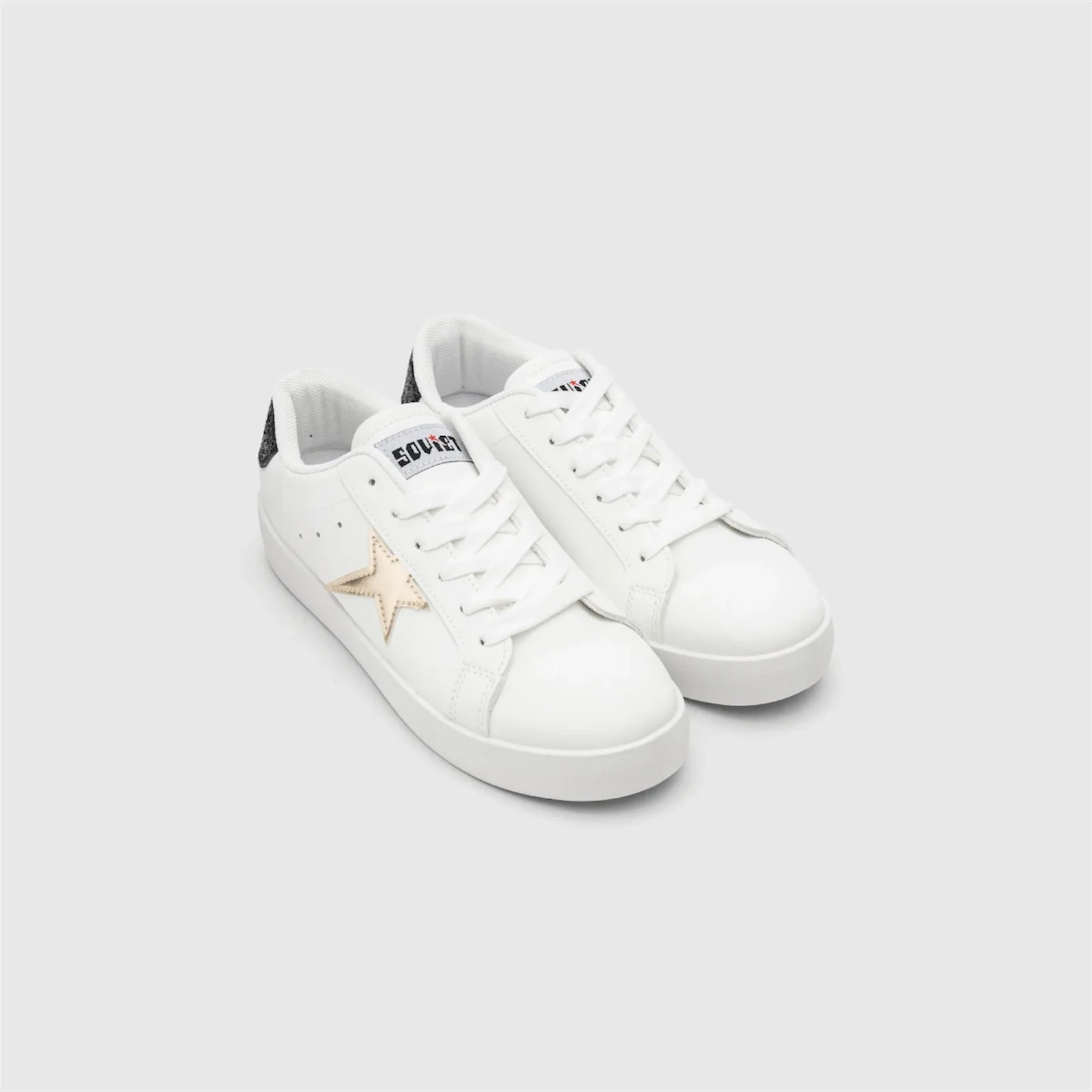 Alyssa Glitter Sneaker in White / Gold / Black