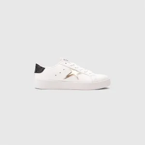 Alyssa Glitter Sneaker in White / Gold / Black