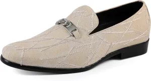 Amali Fay Velvet Men’s Slip-On Shoes with Gold Chain Ornament Dress Shoes for Men Velvet Formal Loafers for Men The Original Smoking Men Tuxedo Dress Shoes