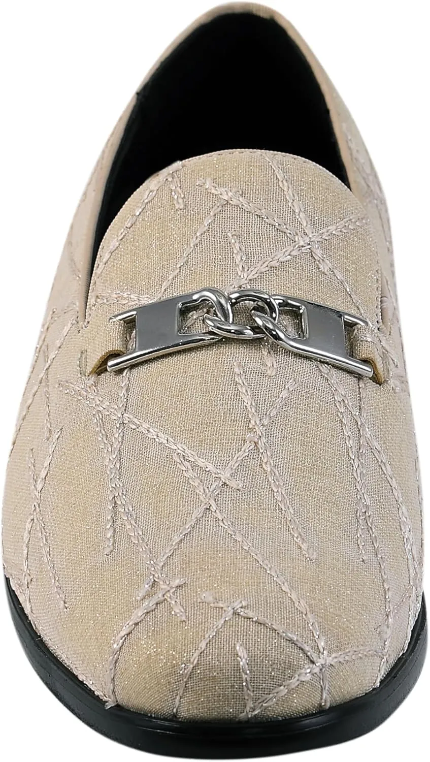 Amali Fay Velvet Men’s Slip-On Shoes with Gold Chain Ornament Dress Shoes for Men Velvet Formal Loafers for Men The Original Smoking Men Tuxedo Dress Shoes