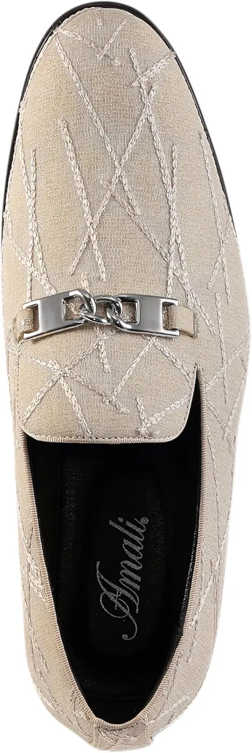 Amali Fay Velvet Men’s Slip-On Shoes with Gold Chain Ornament Dress Shoes for Men Velvet Formal Loafers for Men The Original Smoking Men Tuxedo Dress Shoes
