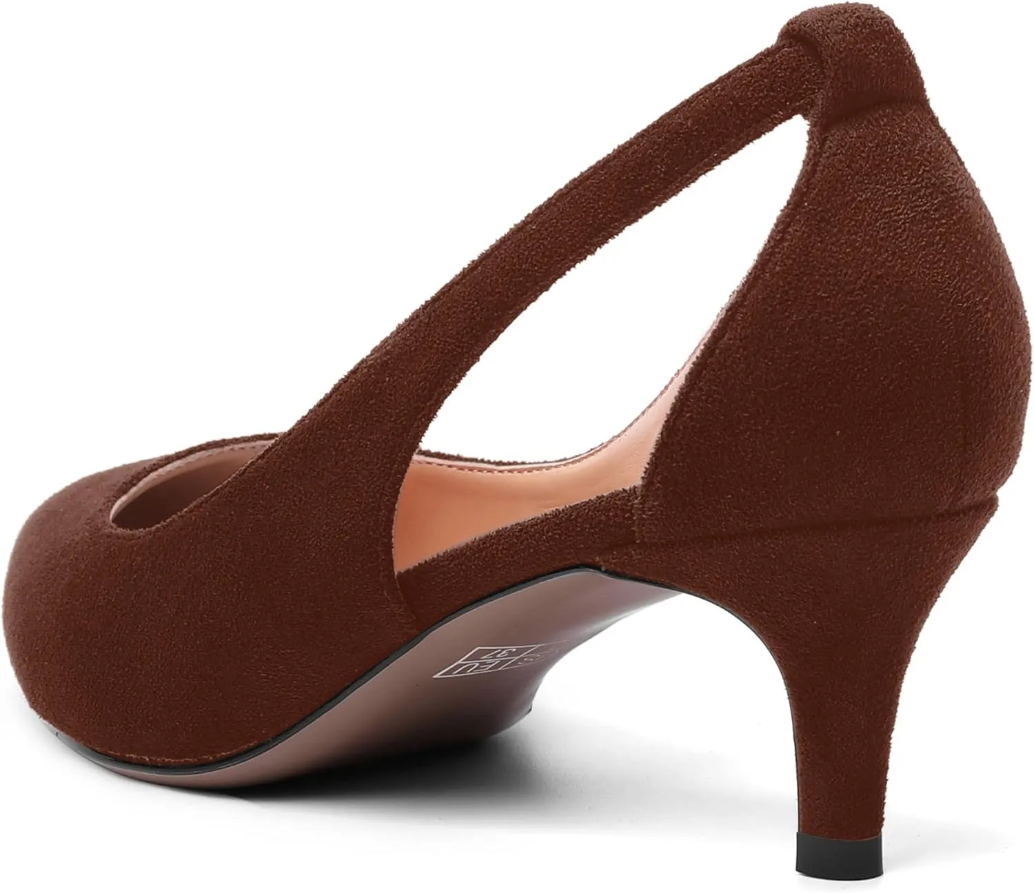 AMBELIGHT Womens Slip On Suede Pointed Toe Casual Office Kitten Low Heel Pumps Shoes 2 Inch