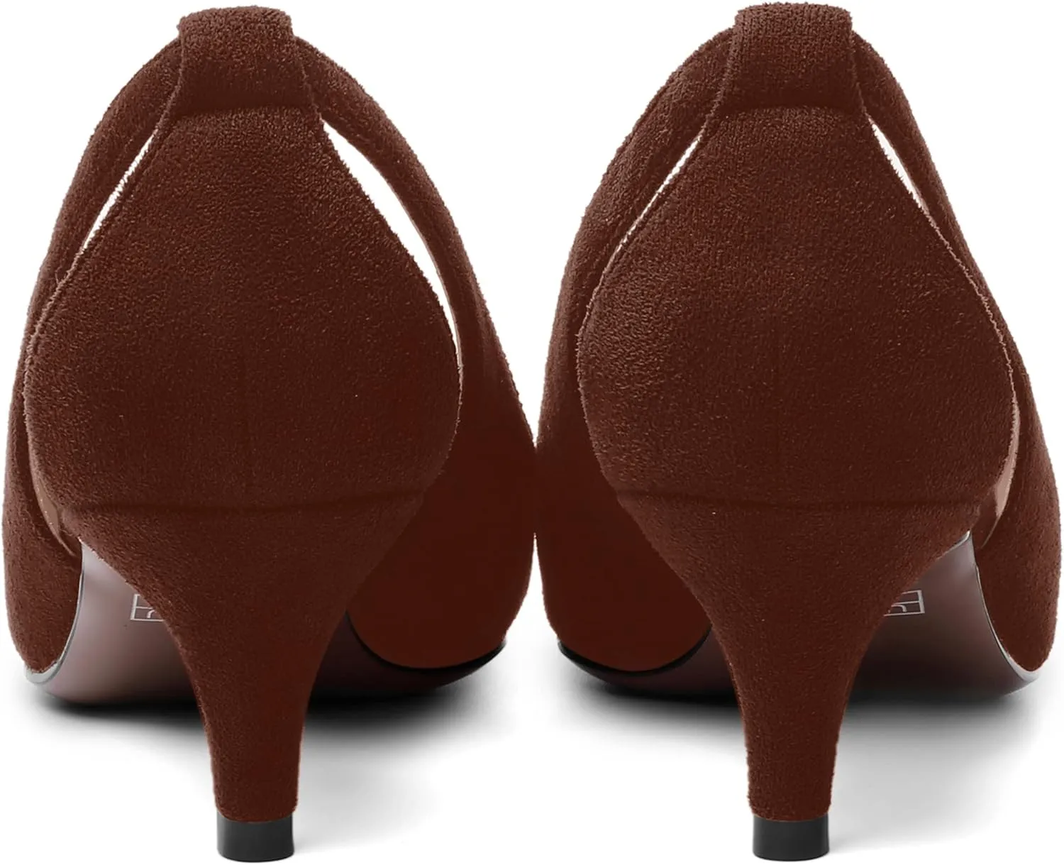 AMBELIGHT Womens Slip On Suede Pointed Toe Casual Office Kitten Low Heel Pumps Shoes 2 Inch