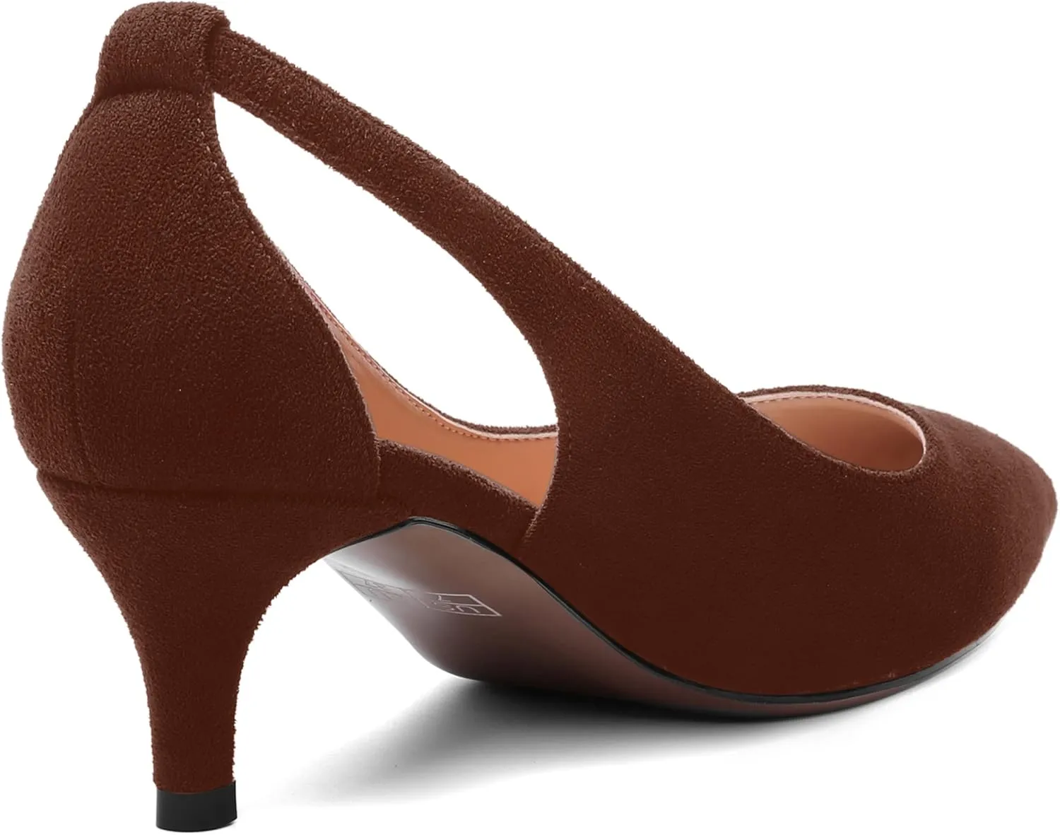 AMBELIGHT Womens Slip On Suede Pointed Toe Casual Office Kitten Low Heel Pumps Shoes 2 Inch