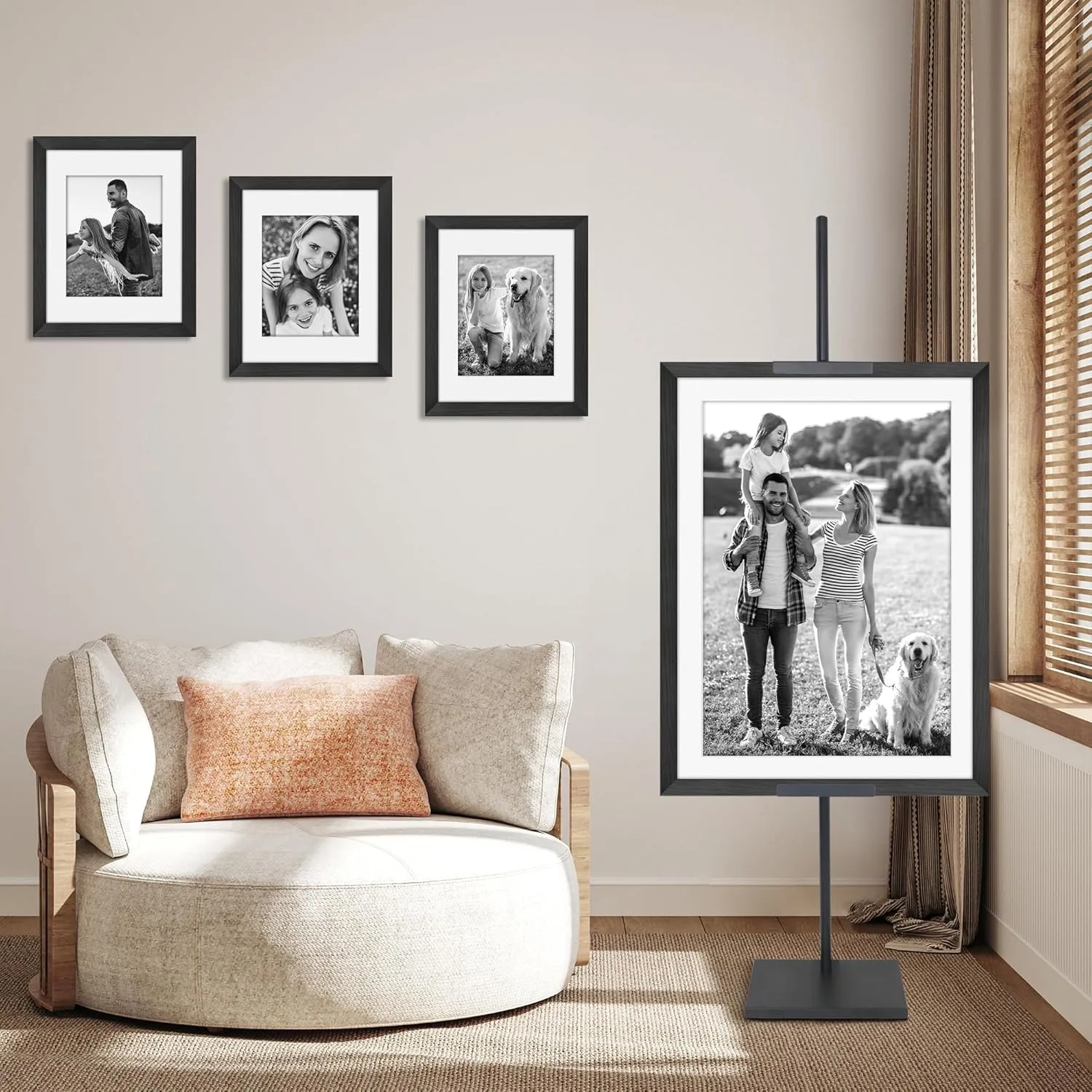 Americanflat Adjustable Tabletop Easel Stand for Picture Frames up to 50" - Ideal Picture Frame Stand to Display Art, Signs, or Photos - Use Easel Stands for Home or Events - Black