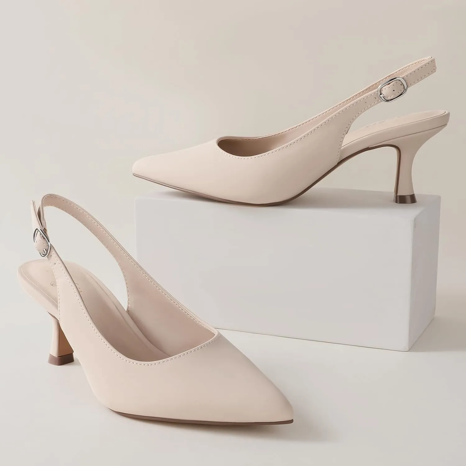 Ankis Slingback Heels for Women Closed Toe Women's Pumps Kitten Heel Wedding Party Casual Dress Shoes