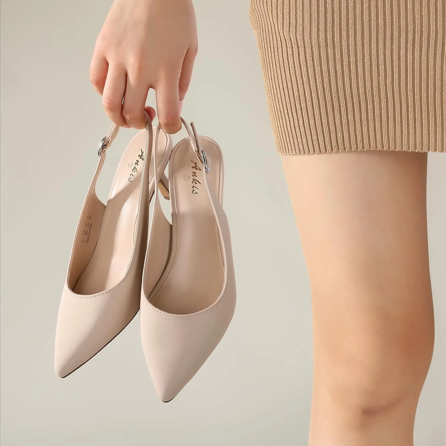 Ankis Slingback Heels for Women Closed Toe Women's Pumps Kitten Heel Wedding Party Casual Dress Shoes