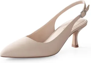 Ankis Slingback Heels for Women Closed Toe Women's Pumps Kitten Heel Wedding Party Casual Dress Shoes