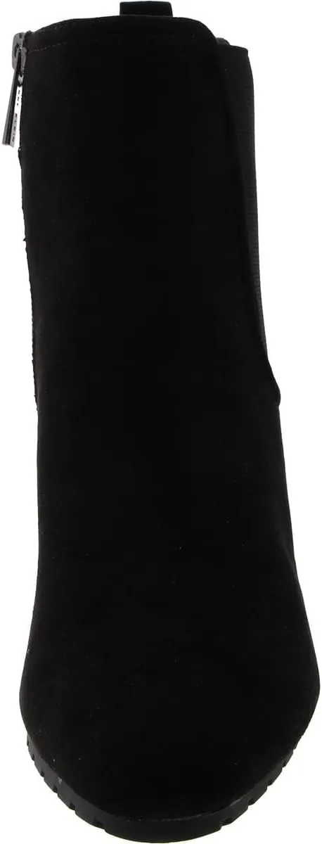Anne Klein Womens Mixed Media Faux Suede Ankle Boots