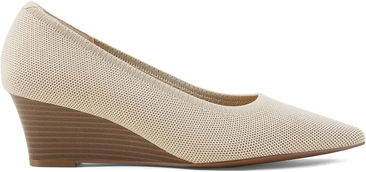 Arromic Women's Wedge Pumps Pointed Low Heel Wedge Dress Shoes Closed Toe Wedges Pumps for Women Comfort Work Casual Daily Dressy - 2inch