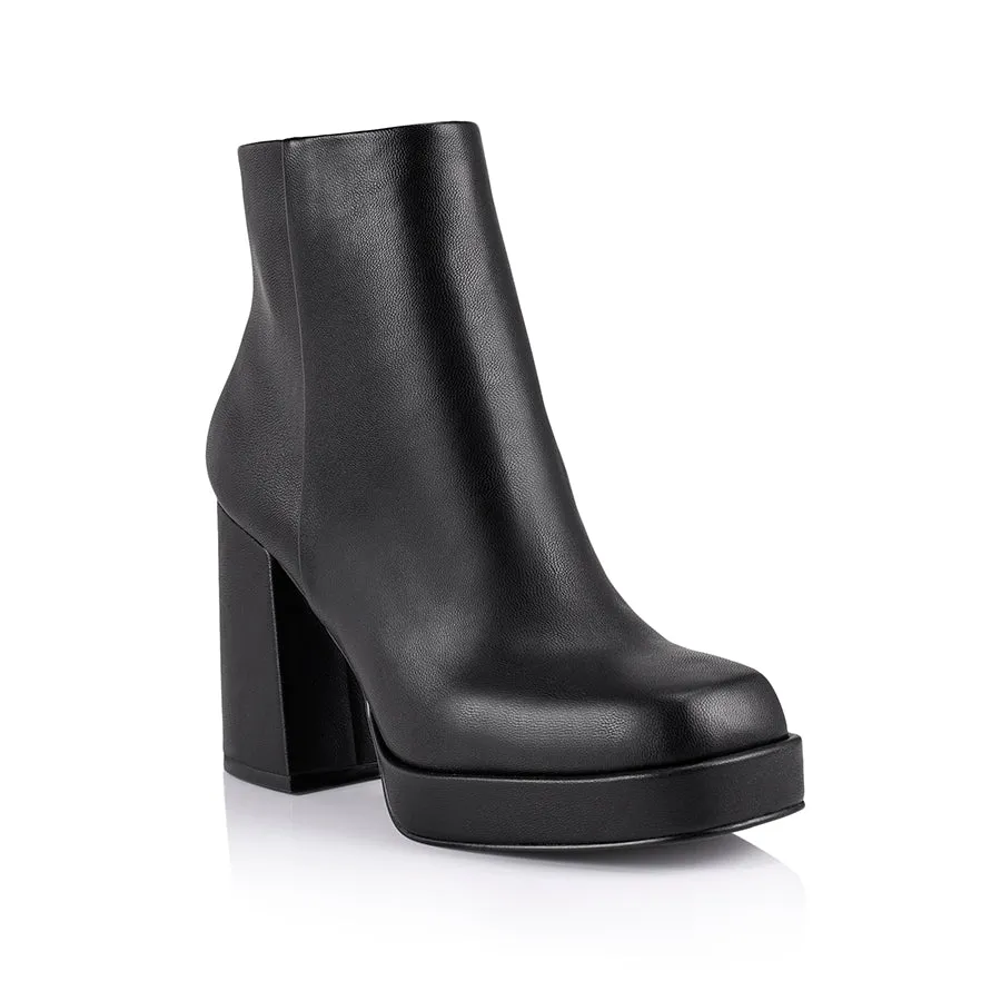Avery Platform Ankle Boots - Black Smooth